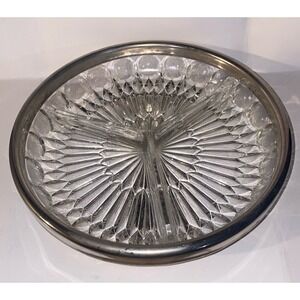 Clear Glass w/ Silverplate Trim Serving Dish